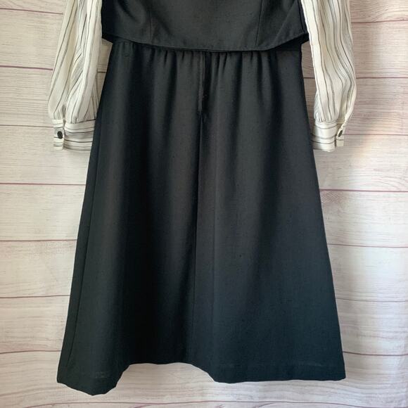 Vintage Ms. Sugar Striped Midi Dress Outfit with Vest and Tie Neck - Picture 7 of 16